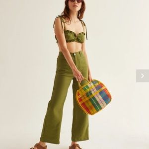 Lykke Wullf Earl Linen Pants size 12 in kelp